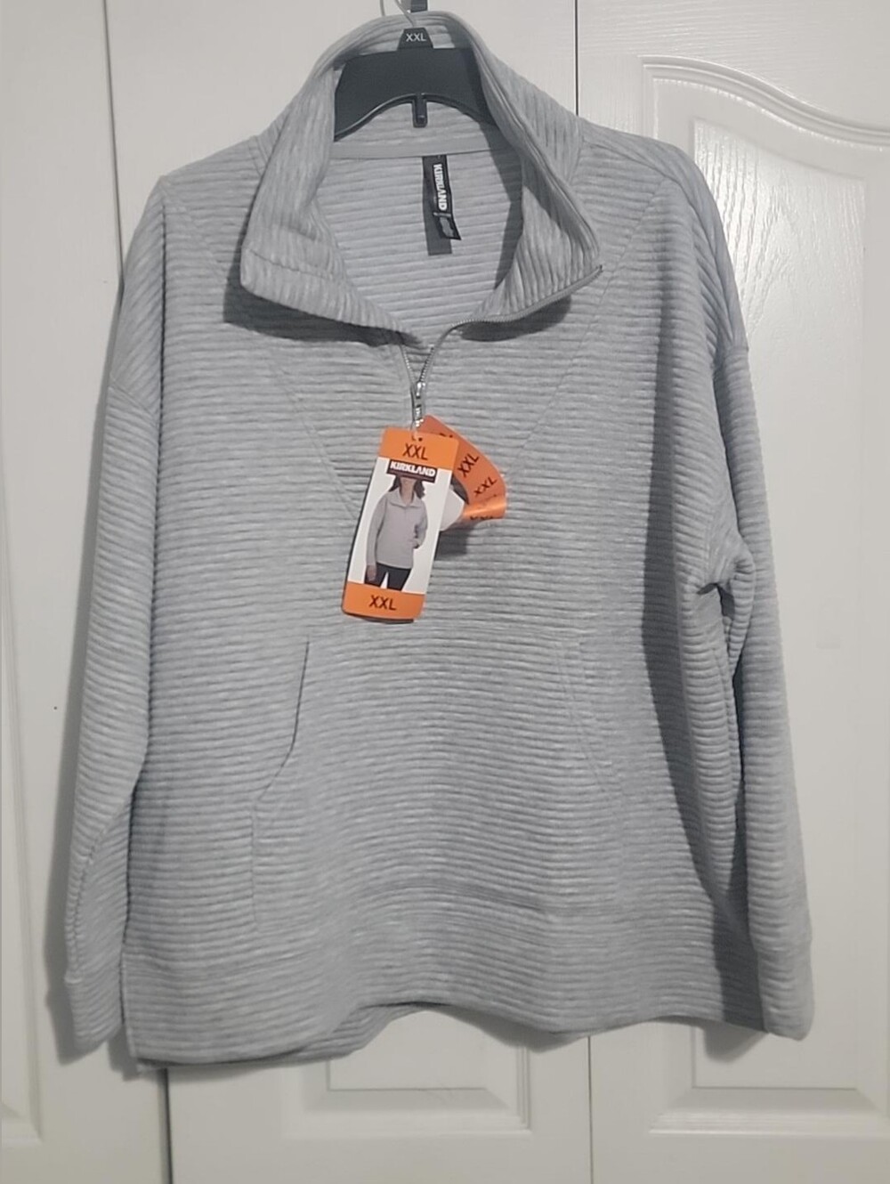 Kirkland Signature Ladies XXL Ottoman Half Zip Sweatshirt Gray NWT
